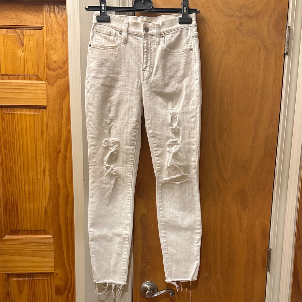Madewell White Distressed Skinny Jeans